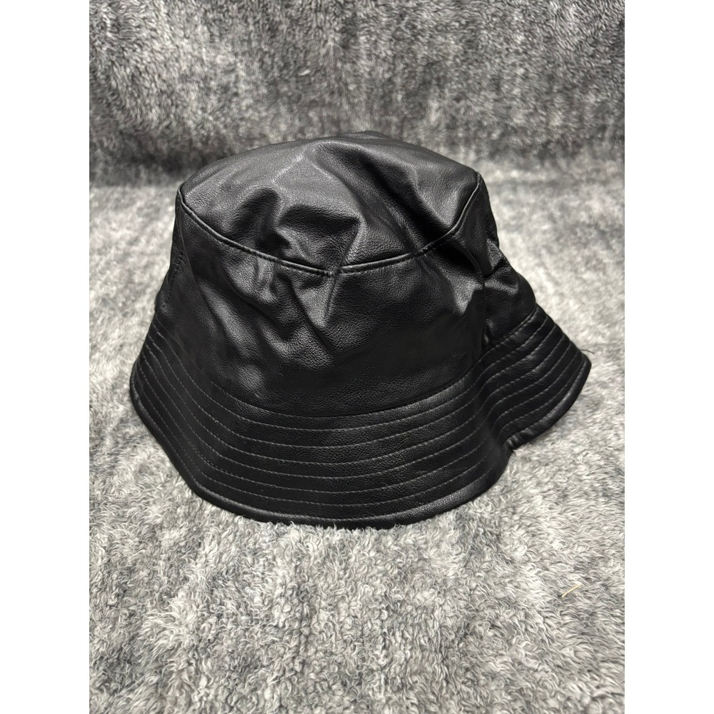 Open Edit Black Faux Leather Bucket Hat One‎ Size Streetwear NWT y2k Monochrome